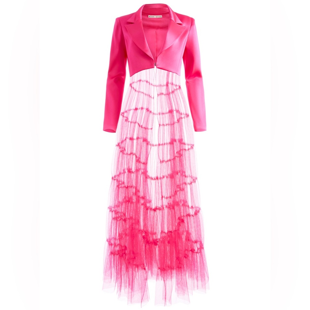 NWT Alice & Olivia Everly Tulle blazer candy pink sz sm - Picture 2 of 14